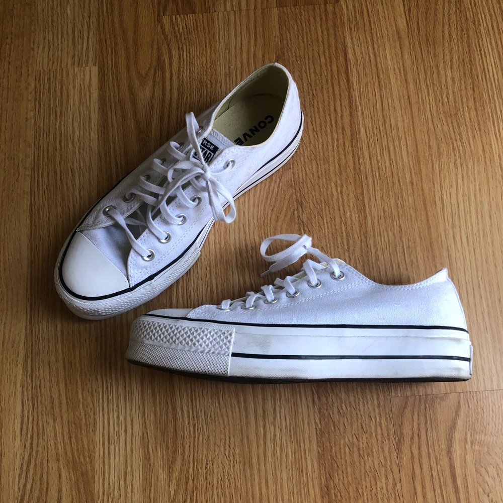 Platform low top converse all star in white